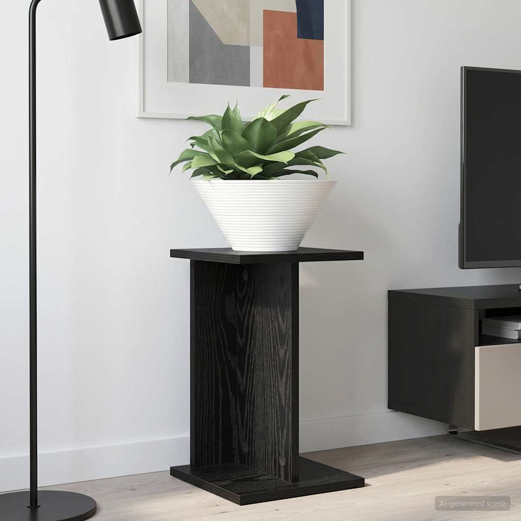 vidaXL Plant Stand Black Oak 25 x 25.5 x 40.5 cm Engineered Wood