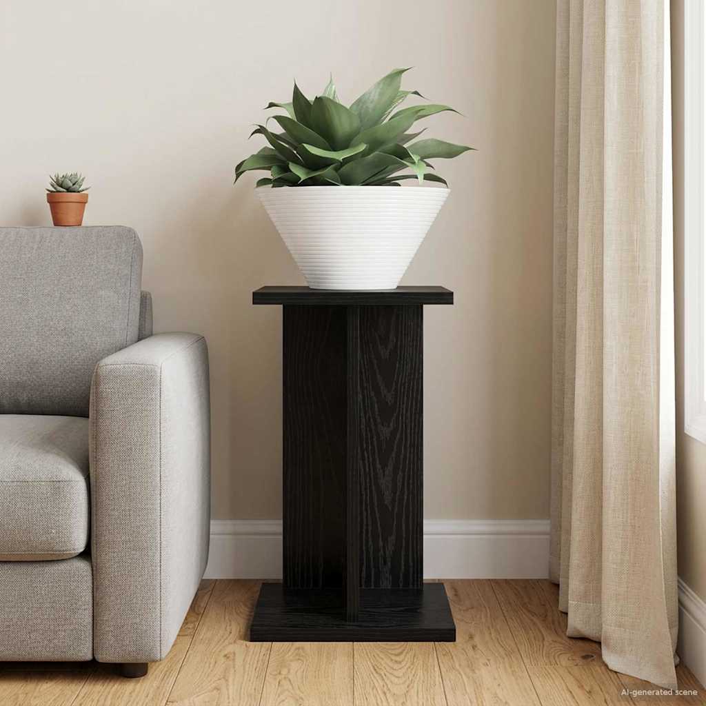 vidaXL Plant Stand Black Oak 25 x 25.5 x 40.5 cm Engineered Wood
