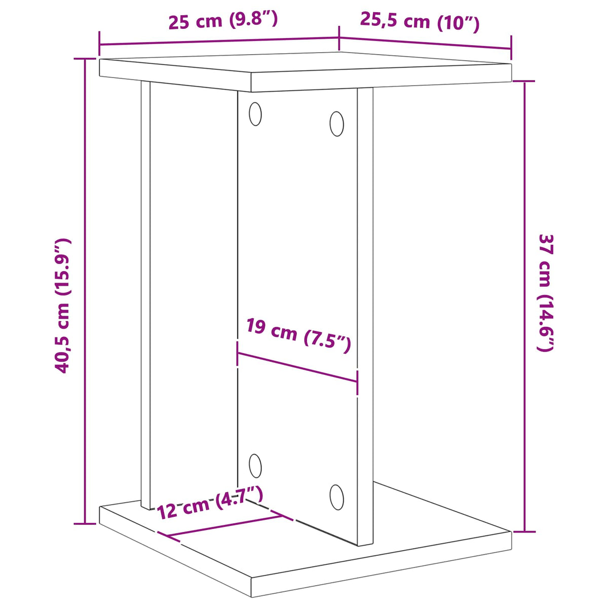vidaXL Plant Stand Black Oak 25 x 25.5 x 40.5 cm Engineered Wood