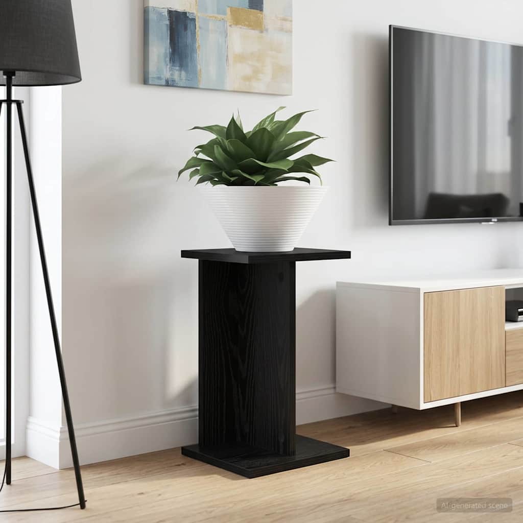 vidaXL Plant Stand 2 pcs Black Oak 25 x 25.5 x 40.5 cm Engineered Wood