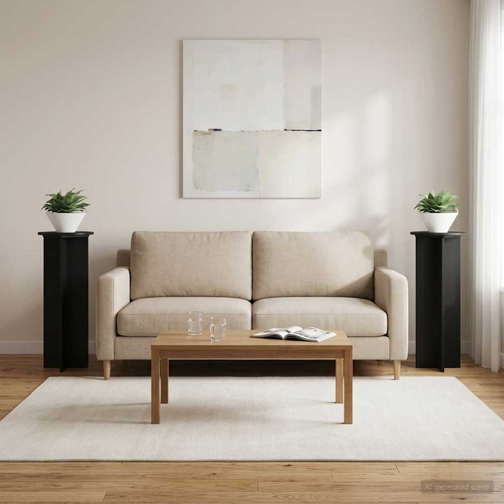 vidaXL Plant Stand 2 pcs Black Ø40 x 100 cm Engineered Wood