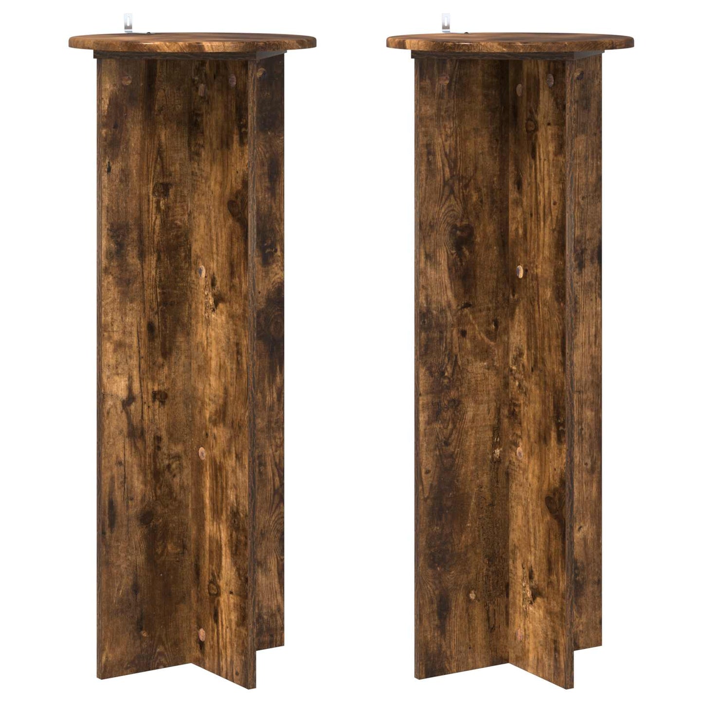 vidaXL Plant Stand 2 pcs Smoked Oak Ø40 x 100 cm Engineered Wood