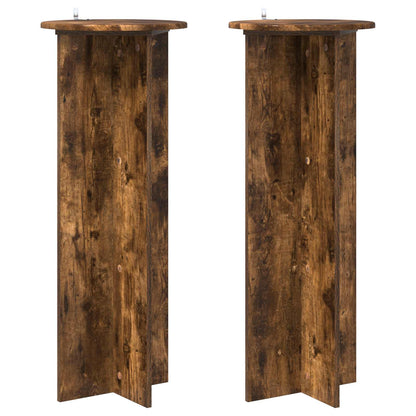 vidaXL Plant Stand 2 pcs Smoked Oak Ø40 x 100 cm Engineered Wood
