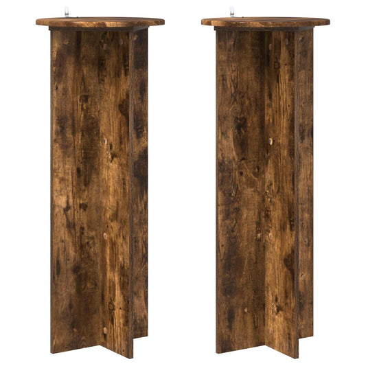 vidaXL Plant Stand 2 pcs Smoked Oak Ø40 x 100 cm Engineered Wood