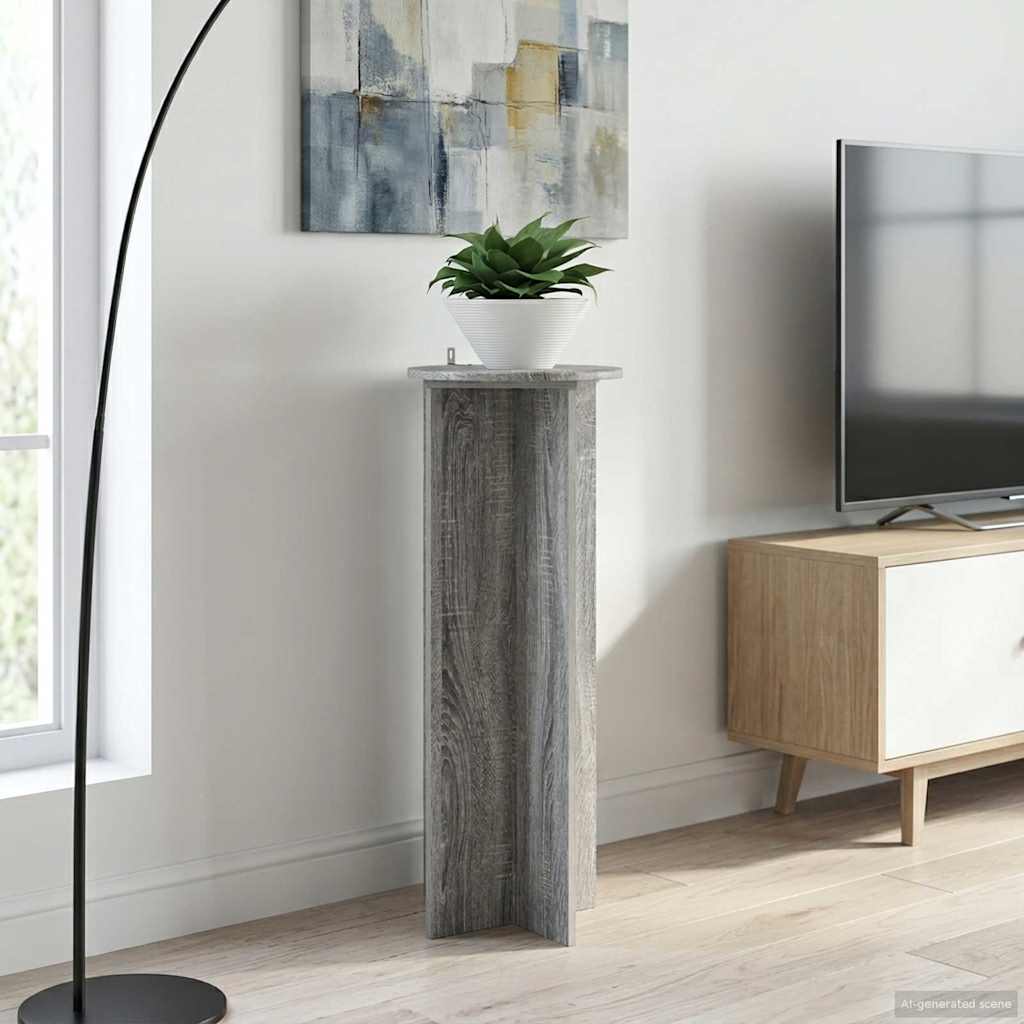 vidaXL Plant Stand 2 pcs Grey Sonoma Ø40 x 100 cm Engineered Wood