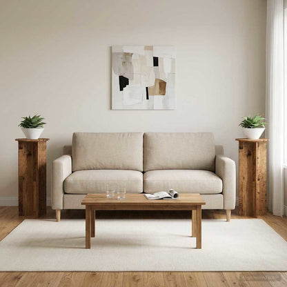 vidaXL Plant Stand 2 pcs Old Wood Ø40 x 100 cm Engineered Wood