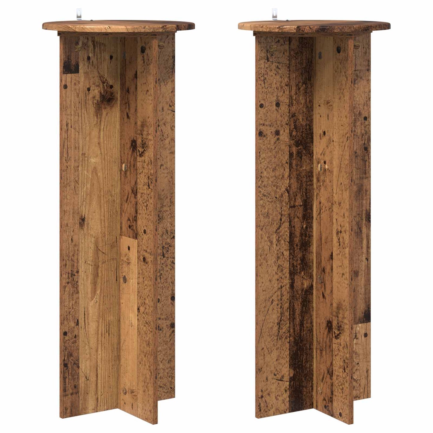 vidaXL Plant Stand 2 pcs Old Wood Ø40 x 100 cm Engineered Wood