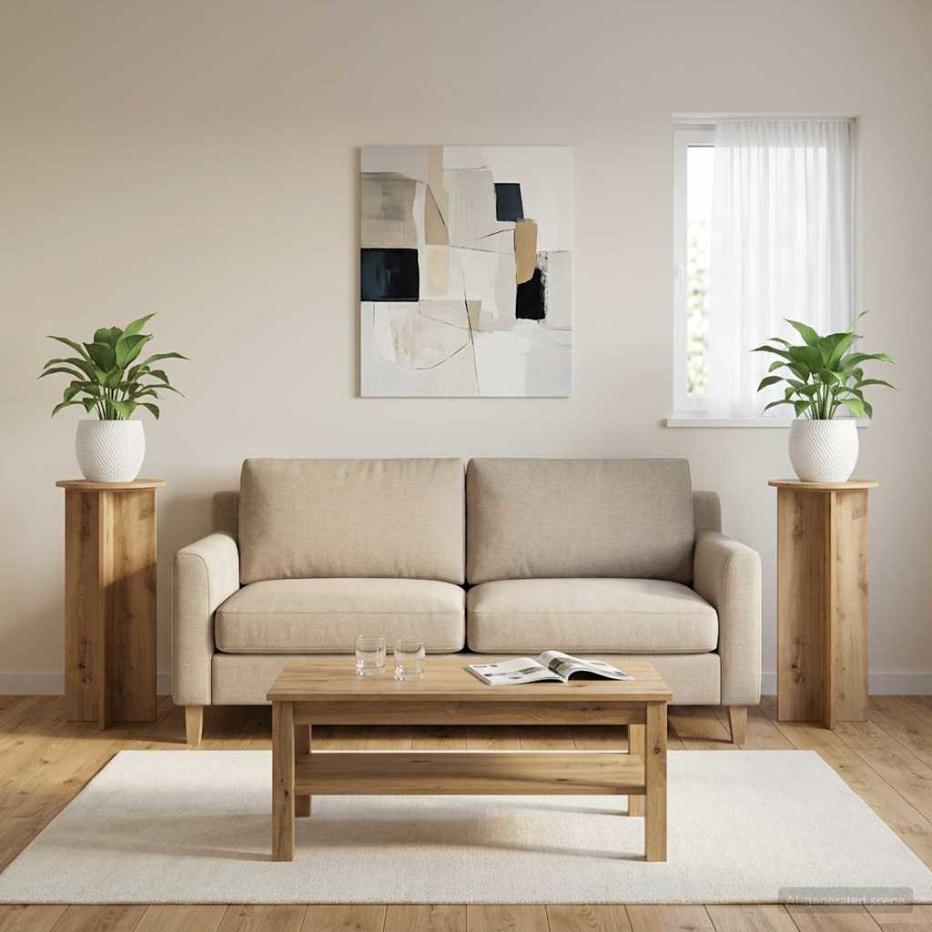 vidaXL Plant Stand 2 pcs Artisan Oak Ø40 x 100 cm Engineered Wood