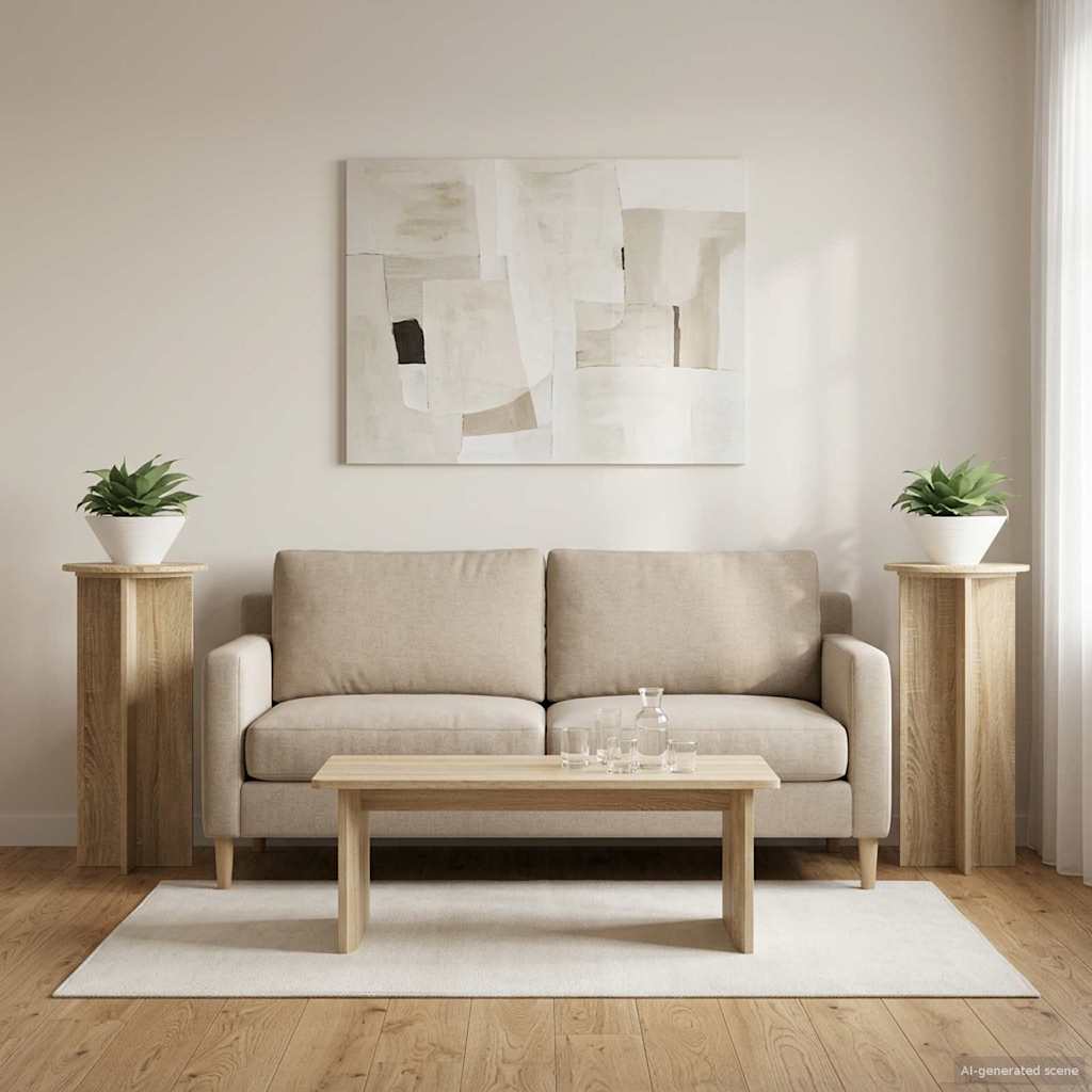 vidaXL Plant Stand 2 pcs Sonoma Oak 40 x 40 x 80 cm Engineered Wood