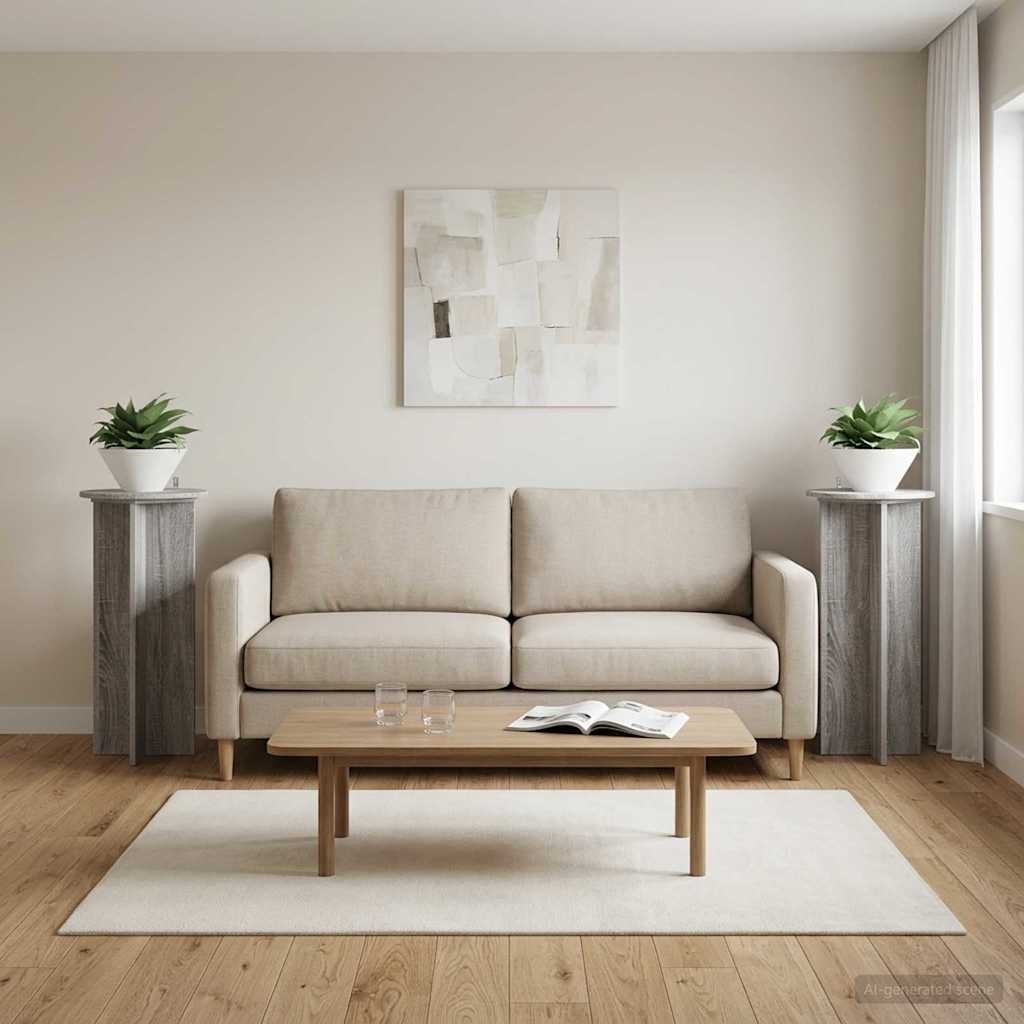 vidaXL Plant Stand 2 pcs Grey Sonoma 40 x 40 x 80 cm Engineered Wood