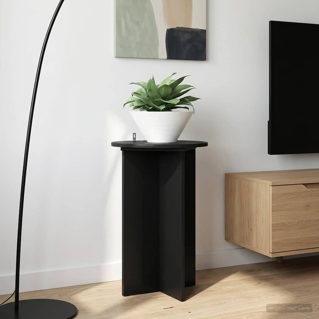 vidaXL Plant Stand 2 pcs Black Ø40 x 60 cm Engineered Wood