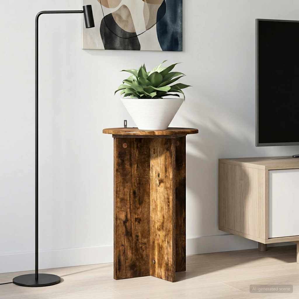 vidaXL Plant Stand 2 pcs Smoked Oak Ø40 x 60 cm Engineered Wood