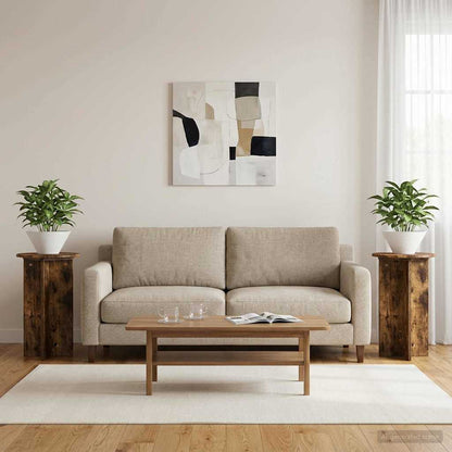 vidaXL Plant Stand 2 pcs Smoked Oak Ø40 x 60 cm Engineered Wood