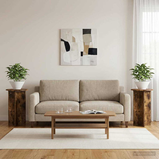 vidaXL Plant Stand 2 pcs Smoked Oak Ø40 x 60 cm Engineered Wood