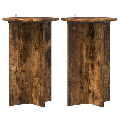vidaXL Plant Stand 2 pcs Smoked Oak Ø40 x 60 cm Engineered Wood