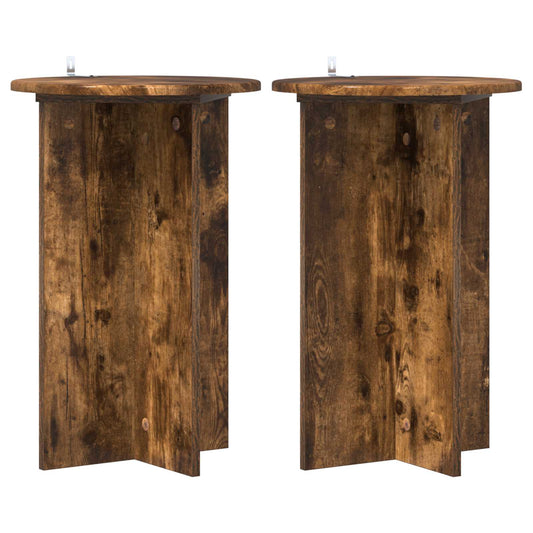 vidaXL Plant Stand 2 pcs Smoked Oak Ø40 x 60 cm Engineered Wood