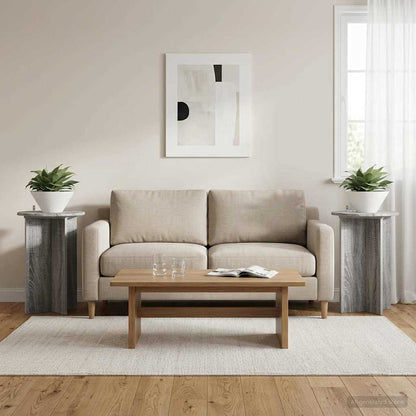 vidaXL Plant Stand 2 pcs Grey Sonoma Ø40 x 60 cm Engineered Wood