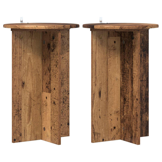 vidaXL Plant Stand 2 pcs Old Wood Ø40 x 60 cm Engineered Wood