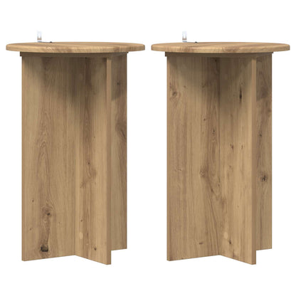vidaXL Plant Stand 2 pcs Artisan Oak Ø40 x 60 cm Engineered Wood