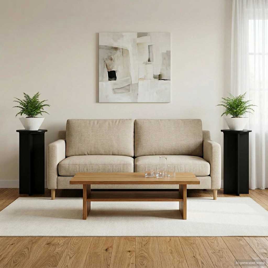 vidaXL Plant Stand 2 pcs Black 29.5 x 29.5 x 60 cm Engineered Wood