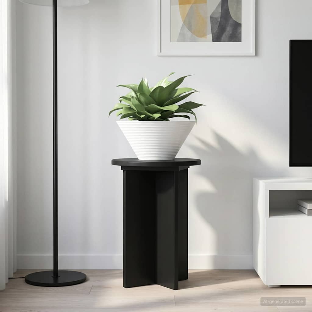 vidaXL Plant Stand 2 pcs Black Ø29.5 x 40 cm Engineered Wood