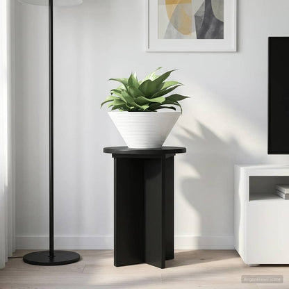 vidaXL Plant Stand 2 pcs Black Ø29.5 x 40 cm Engineered Wood
