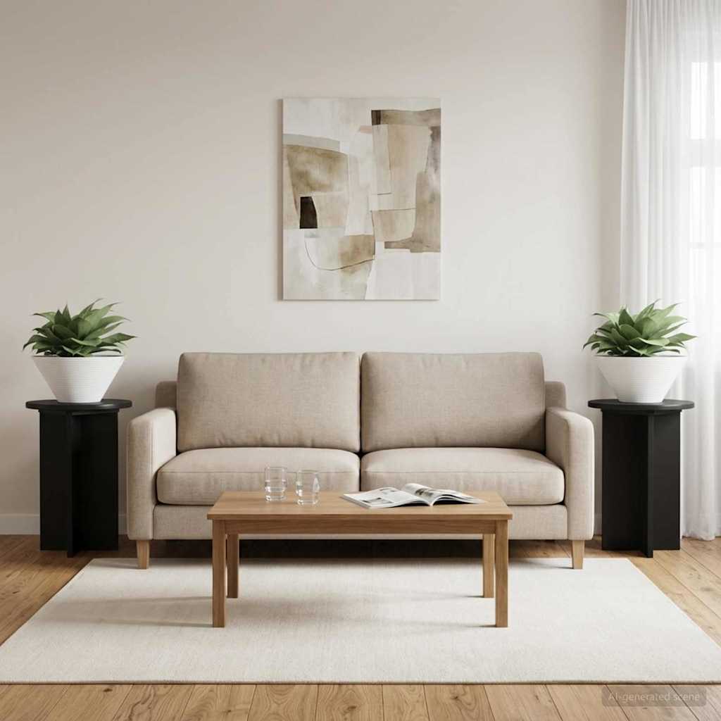 vidaXL Plant Stand 2 pcs Black Ø29.5 x 40 cm Engineered Wood