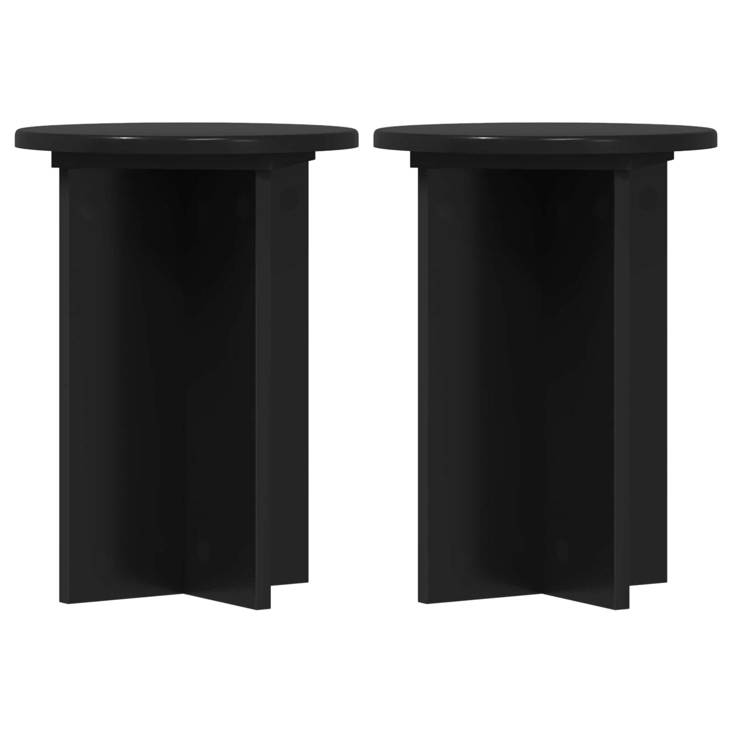 vidaXL Plant Stand 2 pcs Black Ø29.5 x 40 cm Engineered Wood