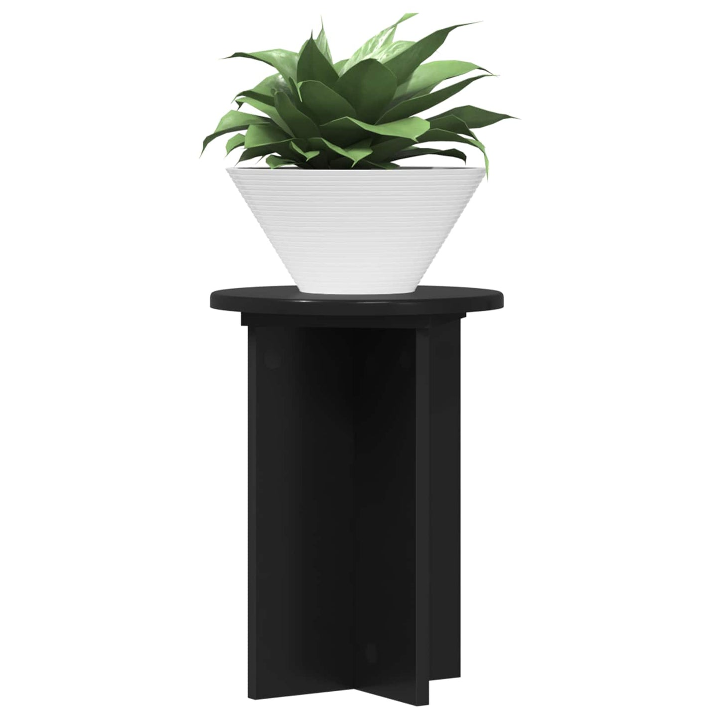 vidaXL Plant Stand 2 pcs Black Ø29.5 x 40 cm Engineered Wood