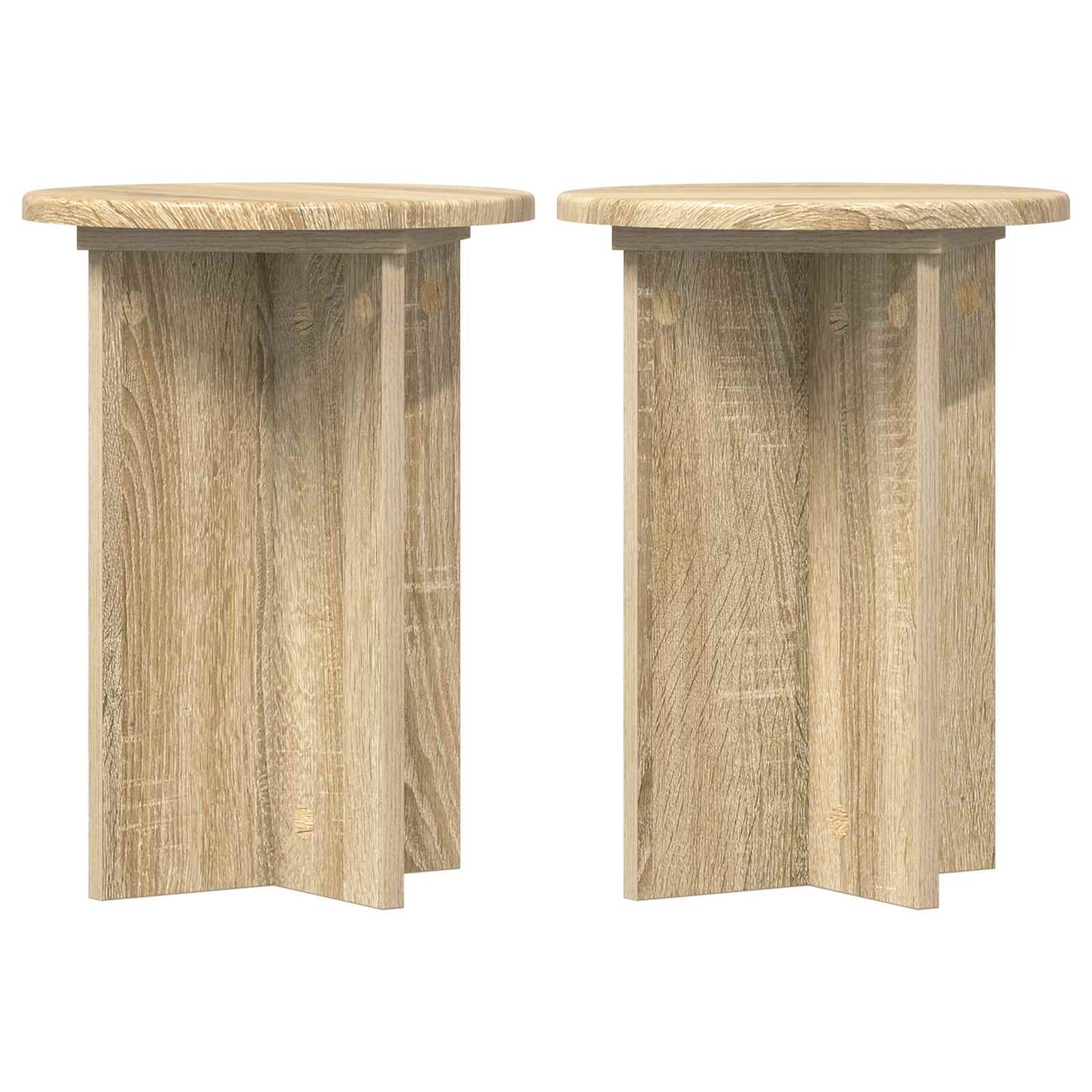 vidaXL Plant Stand 2 pcs Sonoma Oak Ø29.5 x 40 cm Engineered Wood