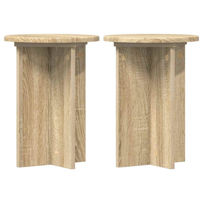 vidaXL Plant Stand 2 pcs Sonoma Oak Ø29.5 x 40 cm Engineered Wood