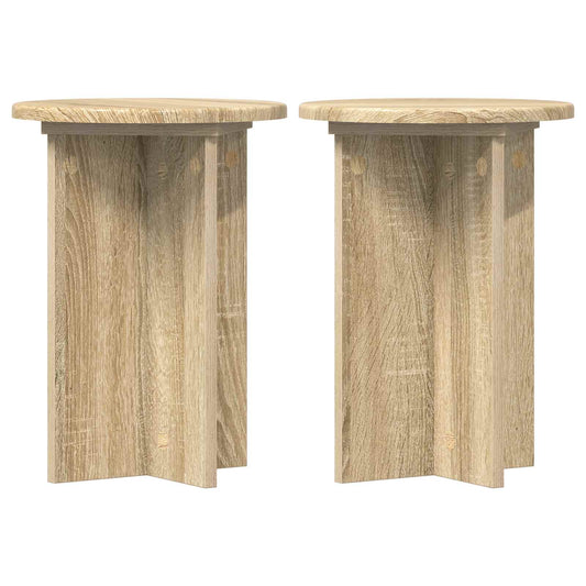 vidaXL Plant Stand 2 pcs Sonoma Oak Ø29.5 x 40 cm Engineered Wood
