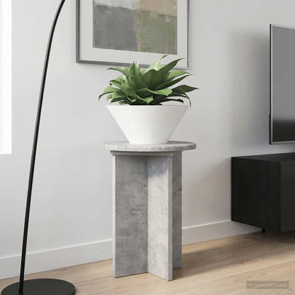 vidaXL Plant Stand 2 pcs Concrete Grey Ø29.5 x 40 cm Engineered Wood