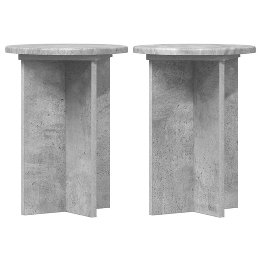 vidaXL Plant Stand 2 pcs Concrete Grey Ø29.5 x 40 cm Engineered Wood