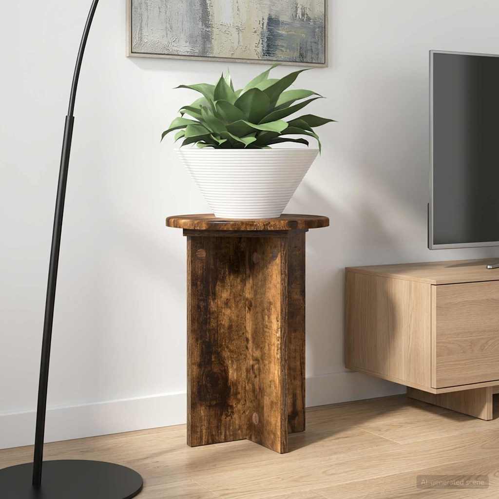 vidaXL Plant Stand 2 pcs Smoked Oak Ø29.5 x 40 cm Engineered Wood