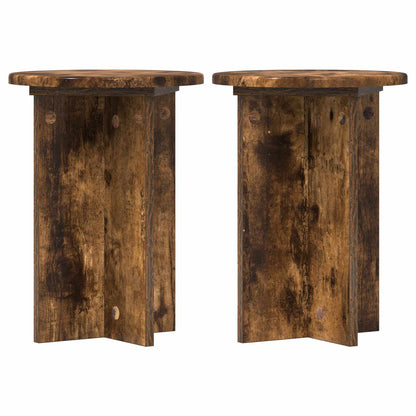 vidaXL Plant Stand 2 pcs Smoked Oak Ø29.5 x 40 cm Engineered Wood