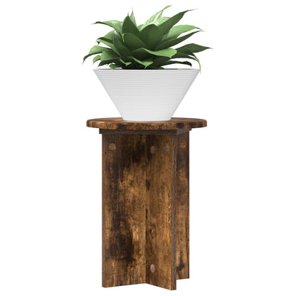 vidaXL Plant Stand 2 pcs Smoked Oak Ø29.5 x 40 cm Engineered Wood