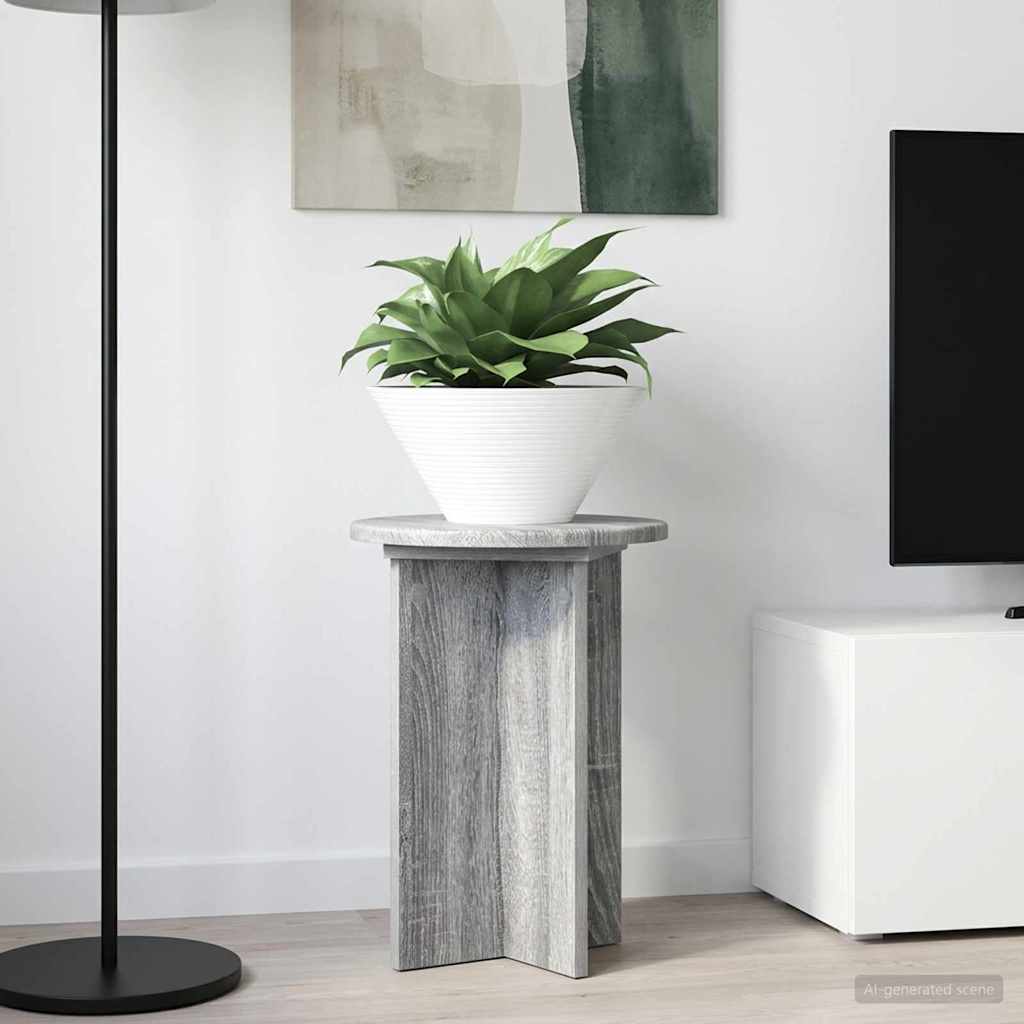vidaXL Plant Stand 2 pcs Grey Sonoma Ø29.5 x 40 cm Engineered Wood