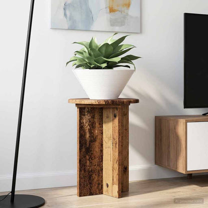 vidaXL Plant Stand 2 pcs Old Wood Ø29.5 x 40 cm Engineered Wood