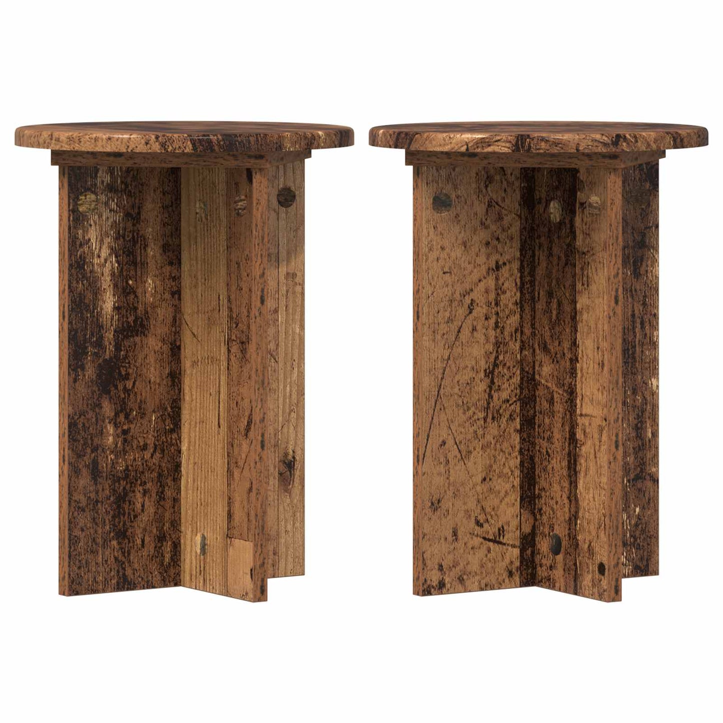 vidaXL Plant Stand 2 pcs Old Wood Ø29.5 x 40 cm Engineered Wood
