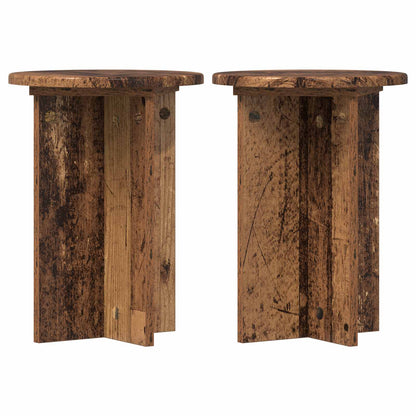 vidaXL Plant Stand 2 pcs Old Wood Ø29.5 x 40 cm Engineered Wood