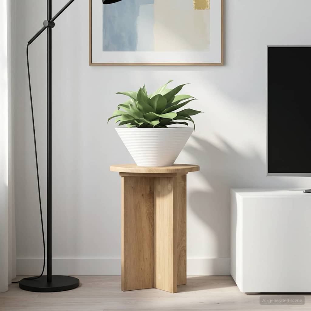 vidaXL Plant Stand 2 pcs Artisan Oak Ø29.5 x 40 cm Engineered Wood