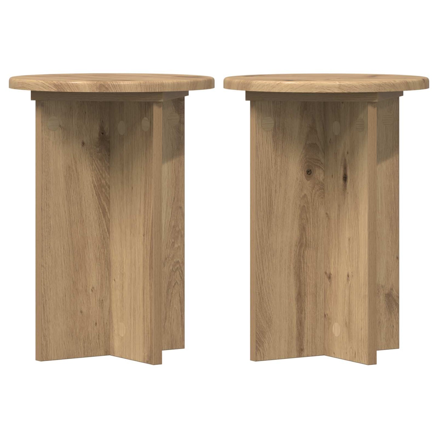 vidaXL Plant Stand 2 pcs Artisan Oak Ø29.5 x 40 cm Engineered Wood
