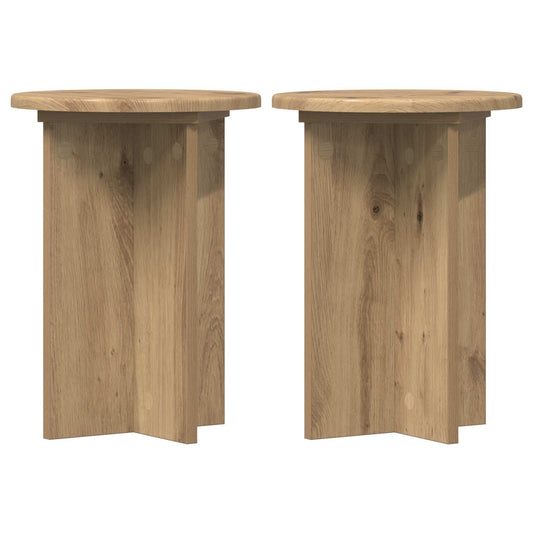 vidaXL Plant Stand 2 pcs Artisan Oak Ø29.5 x 40 cm Engineered Wood
