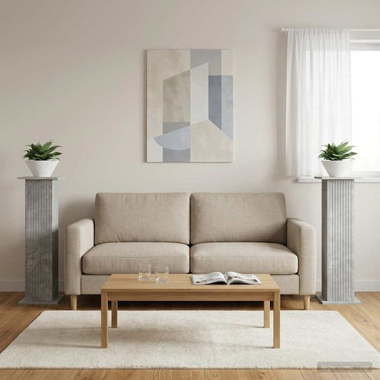 vidaXL Plant Stand 2 pcs Concrete Grey 30.5 x 30 x 100.5 cm