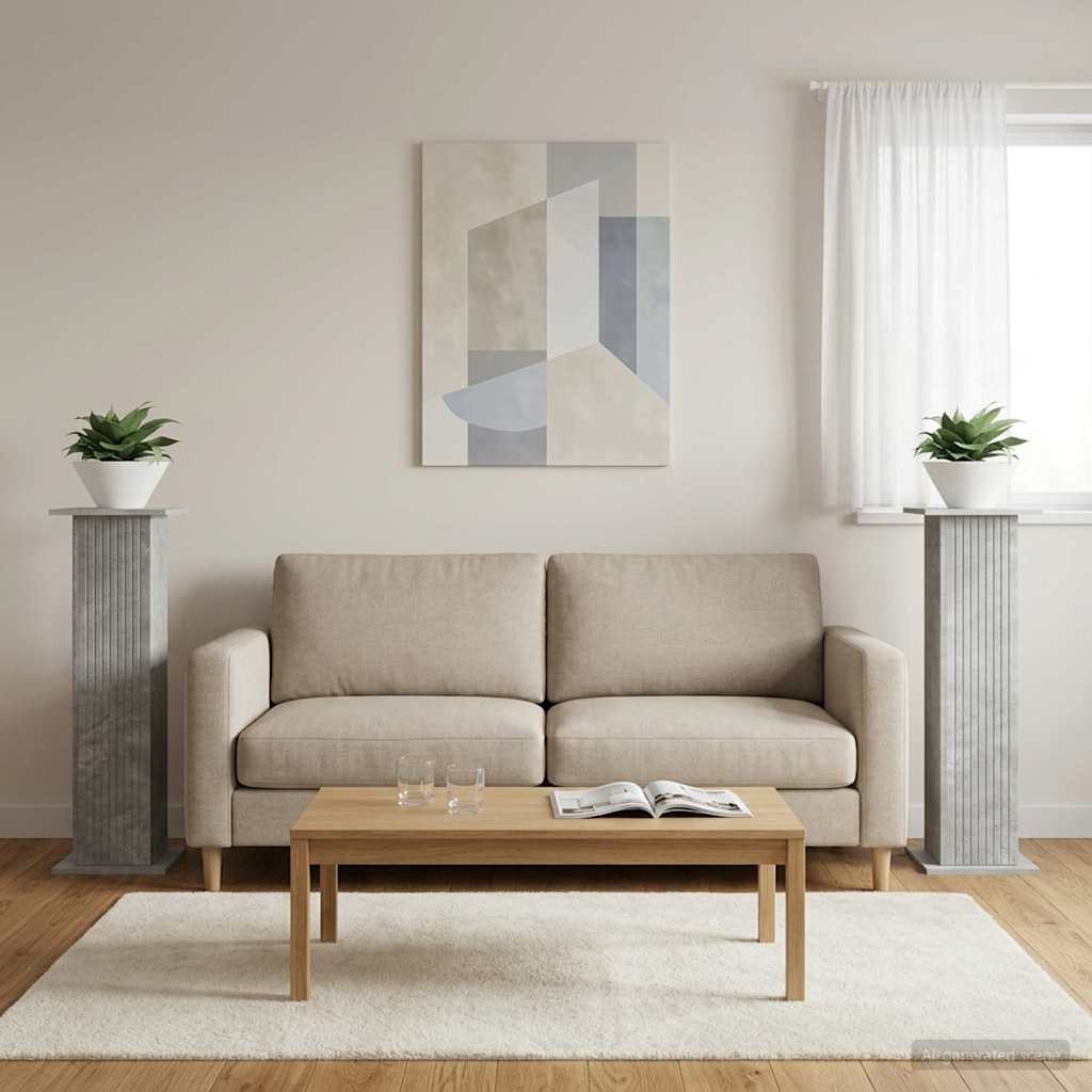 vidaXL Plant Stand 2 pcs Concrete Grey 30.5 x 30 x 100.5 cm