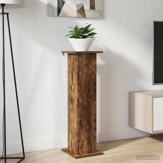 vidaXL Plant Stand Smoked Oak 30.5 x 30 x 100.5 cm Engineered Wood