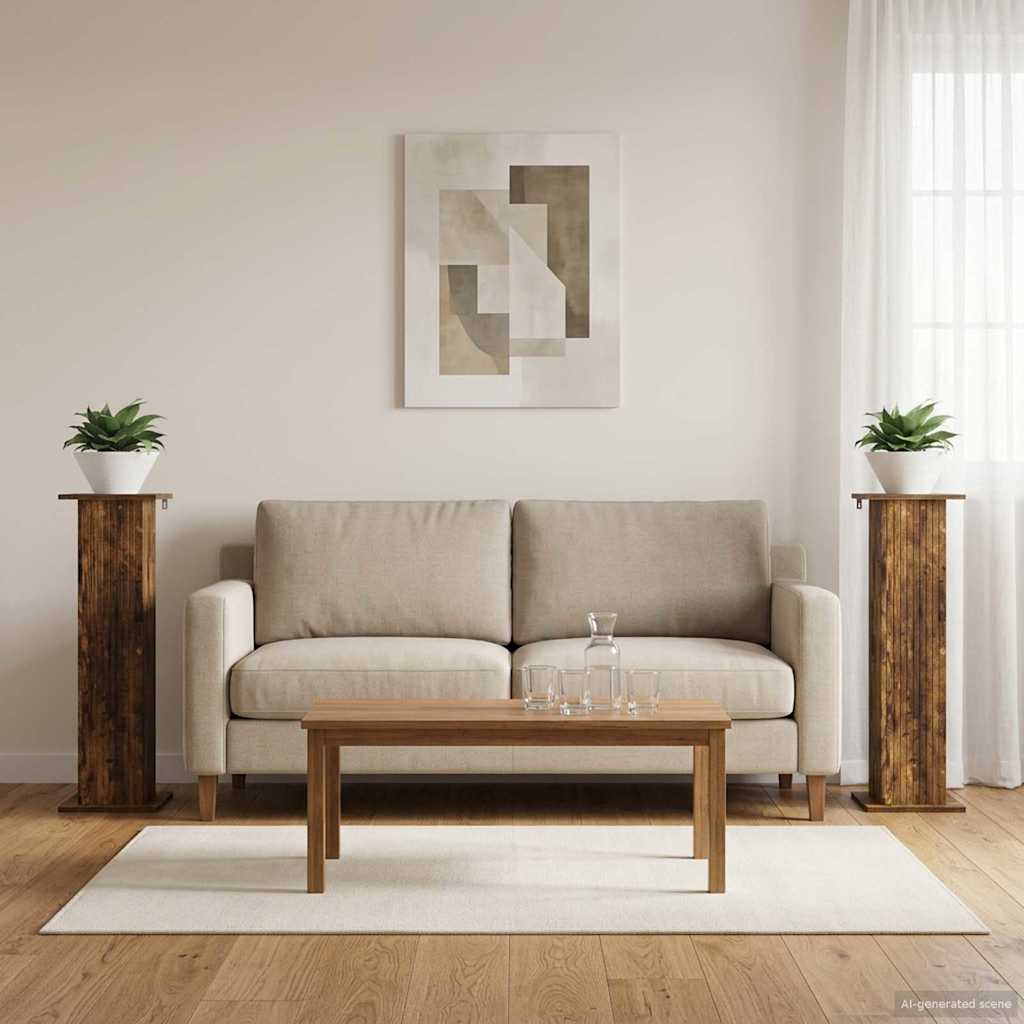 vidaXL Plant Stand 2 pcs Smoked Oak 30.5 x 30 x 100.5 cm