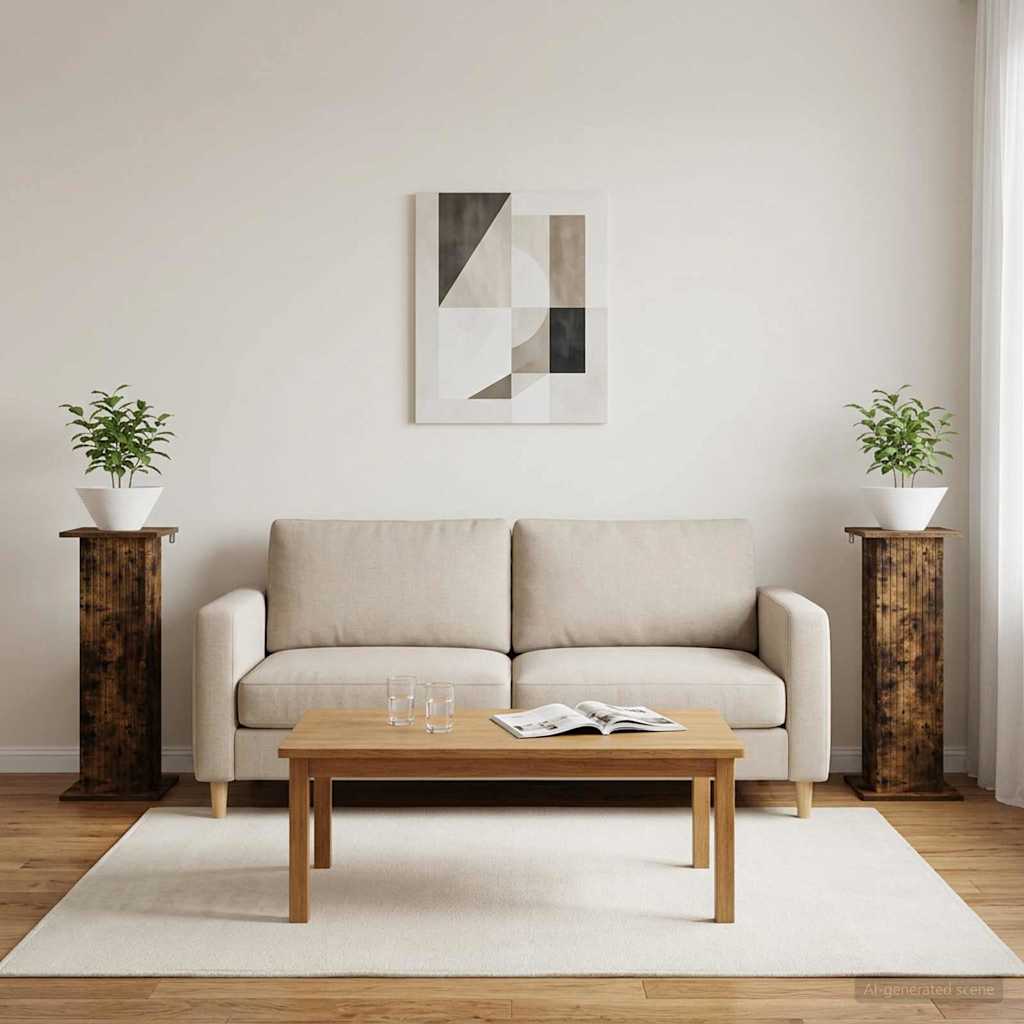 vidaXL Plant Stand 2 pcs Smoked Oak 30.5 x 30 x 80.5 cm