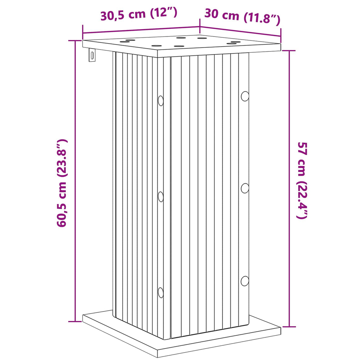 vidaXL Plant Stand Smoked Oak 30.5 x 30 x 60.5 cm Engineered Wood